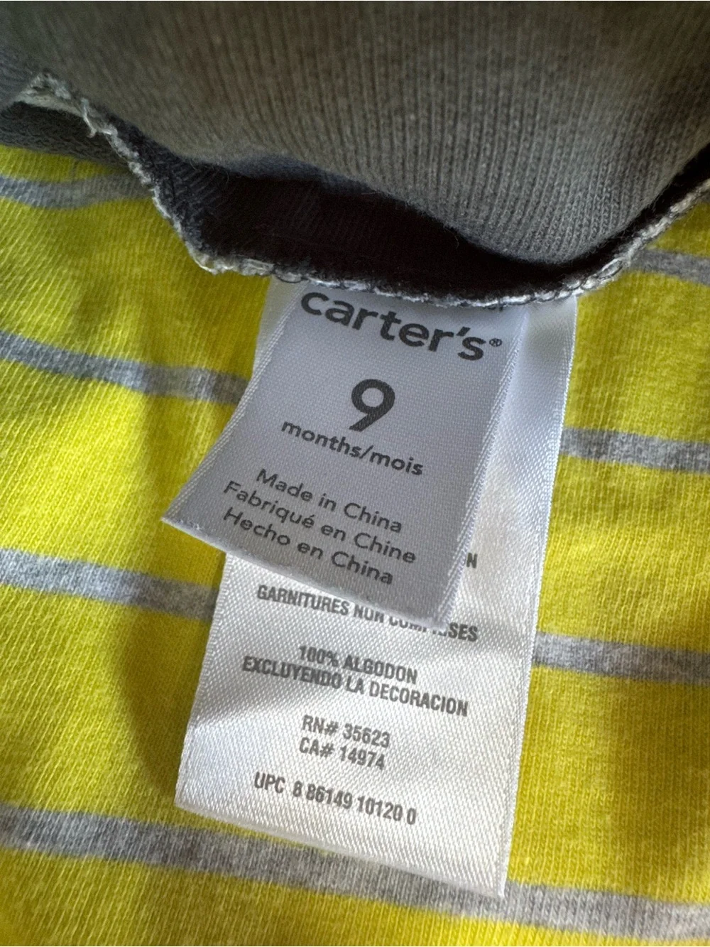 Carter's Yellow Striped Tee with Gray Monkey Shortall Set